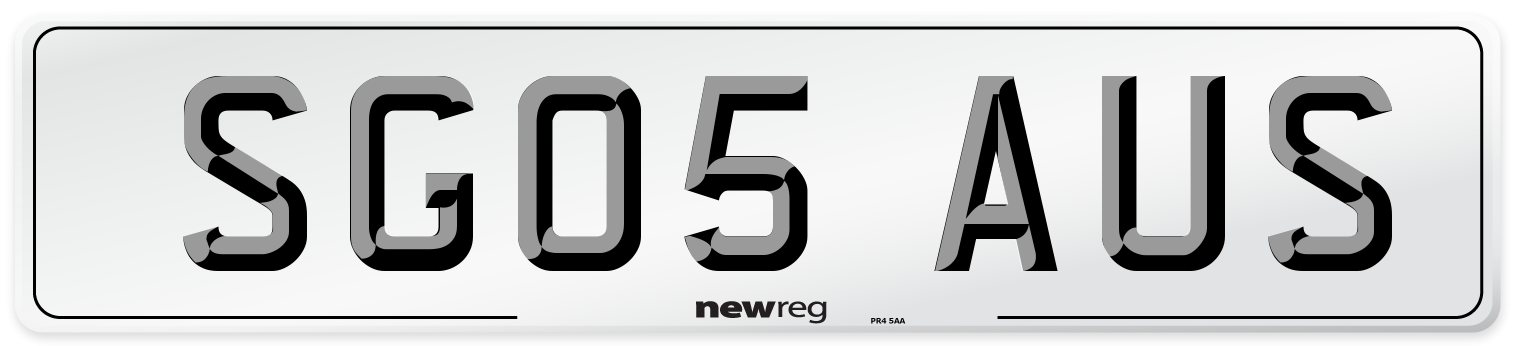 SG05 AUS Number Plate from New Reg